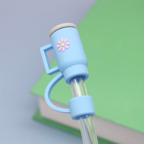 Silicone Straw Covers Cap with Tumbler 10mm Cute Tumbler Straw Toppers for Tumblers, Dust-Proof Drinking Straw Caps for Reusable Straws Tips